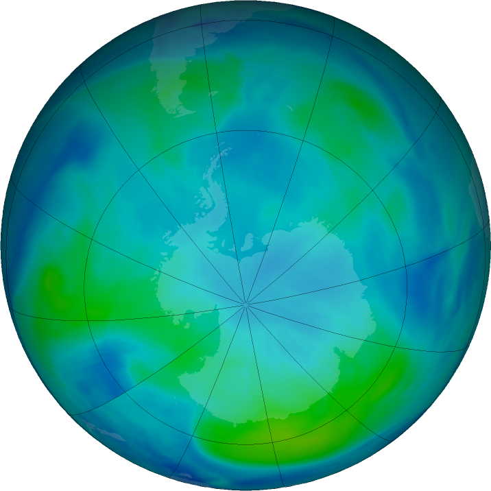 Antarctic ozone map for 04 March 2022